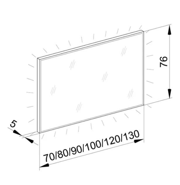 Schneider Illuminated Mirror Glow Hcl A/sp 120/hcl, Anodised technical drawing - Image 2
