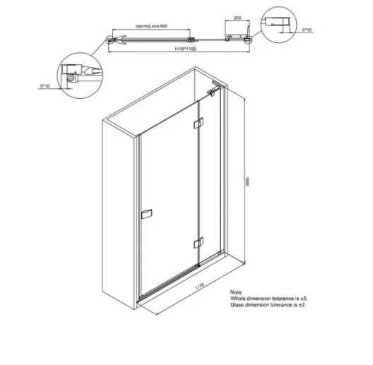 Crosswater Design 8 Hinged Door 1200 Silver detail view - Image 6