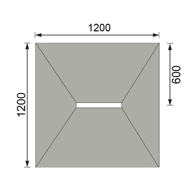Abacus Elements Linear 300 Level Access Tray 12x12 Centre Drain technical drawing - Image 2