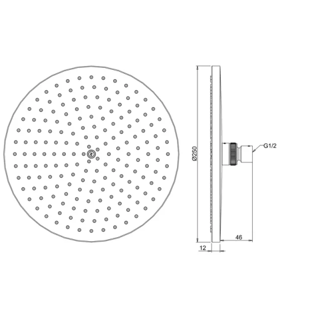 Crosswater Central Fixed Head 250mm Chrome technical drawing - Image 4