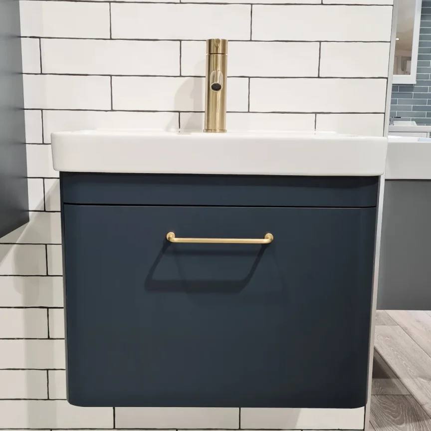 Saneux Hyde 60cm 1 Drawer Wall Mounted Unit - Matte Fiord detail view - Image 2