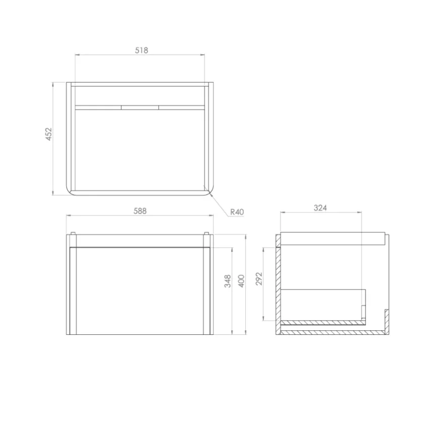 Saneux Hyde 60cm 1 Drawer Wall Mounted Unit - Matte Fiord detail view - Image 6