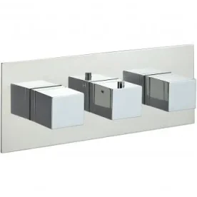 Just Taps Athena Square Horizontal Shower Valve 3 Handles 3 Outlets Chrome product image - Image 1