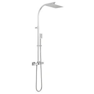 Vado Velo Adjustable Aquablade Square Thermostatic Shower Valve With Integrated Diverter And Rigid Riser With Single Function Aquablade Shower Head And Shower Handset Chrome