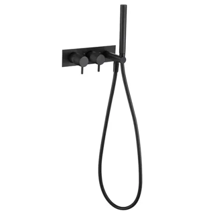 Just Taps Vos TherMatt 2 Outlet Shower Valve & Handset Matt Black product image - Image 1