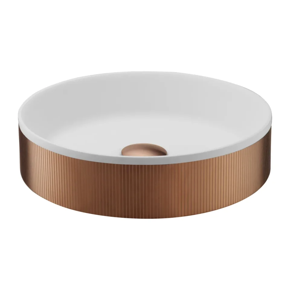 Just Taps Wash Basin With Line Patterns 360mm Brushed Bronze product image - Image 1