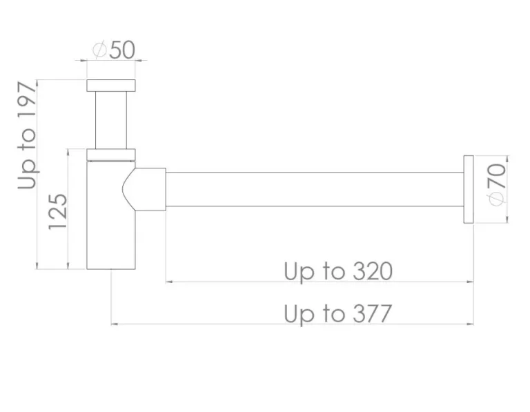 Saneux Cos Round Bottle Trap - Brushed Nickel technical drawing - Image 2