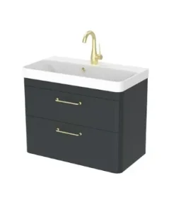 Saneux Hyde 70cm 2 Drawer Wall Mounted Unit - Matte Anthracite product image - Image 1