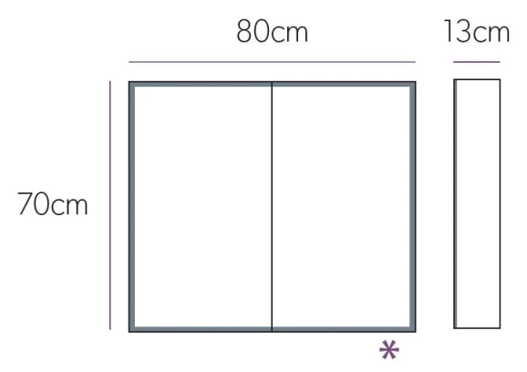 Hib Qubic 80 Cabinet W80 X H70 X D13cm technical drawing - Image 2