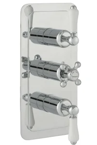 Just Taps Grosvenor Lever Conealed Thermostatic 2 Outlet Valve Vertical Chrome