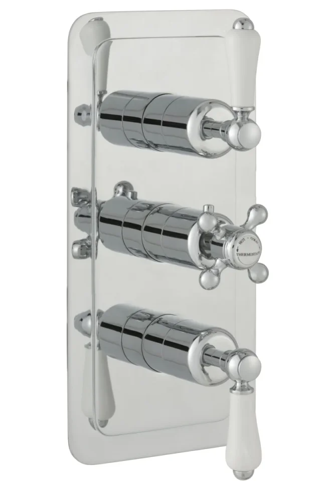 Just Taps Grosvenor Lever Conealed Thermostatic 2 Outlet Valve Vertical Chrome product image - Image 1