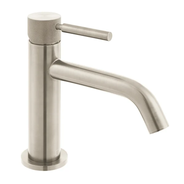 Vado Individual Origins Knurled Slimline Mono Basin Mixer With Knurled Handle Brushed Nickel