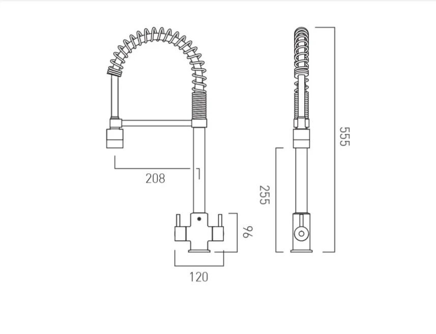 Vado Vibe Professional Mono Kitchen Mixer Deck Mounted With Swivel Spout Chrome technical drawing - Image 2