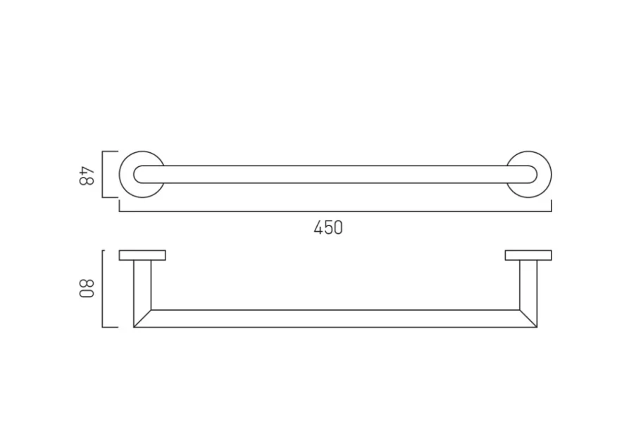 Vado Individual Spa Towel Rail 450mm (18") Brushed Black technical drawing - Image 2
