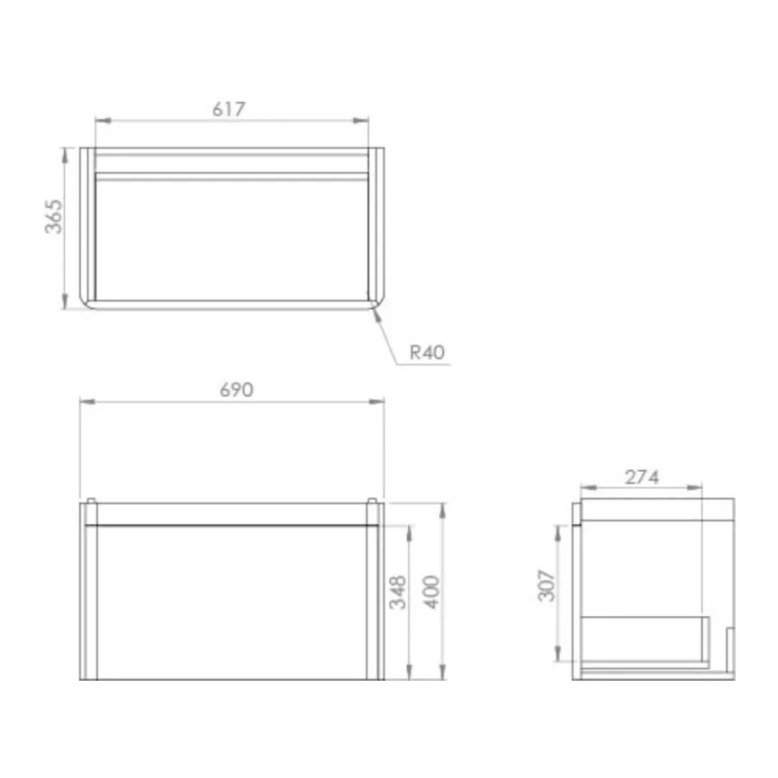 Saneux Hyde 70cm 1 Drawer Wall Mounted Unit - Matte Fiord detail view - Image 2