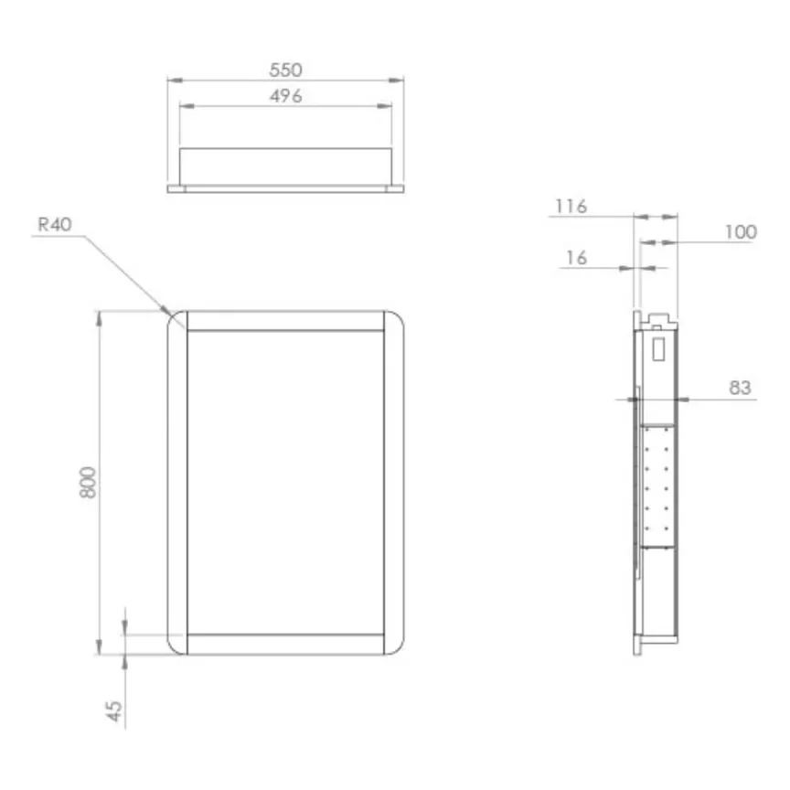 Saneux Hyde 55cm 1 Door Recessed Electric Mirror Cabinet (lh) - Matte Sage detail view - Image 6