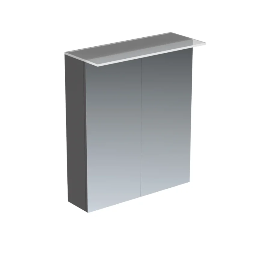 Saneux Austen 60cm 2 Door Electric Mirror Cabinet - Matte Iron Grey product image - Image 1