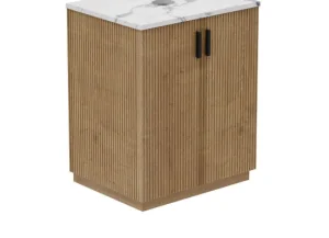 Cubico Robur Ribbed Floorstanding Vanity Unit Natural Oak 650mm