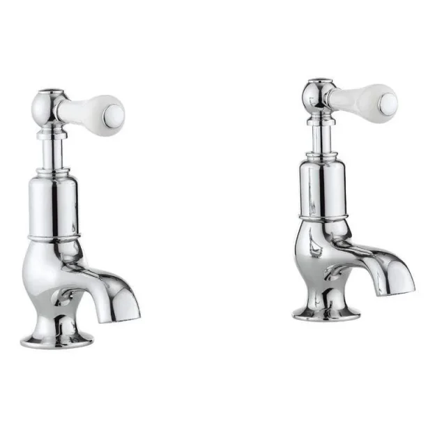 Crosswater Belgravia Lever Basin Taps No Waste Deck Mounted Chrome White Lever product image - Image 1