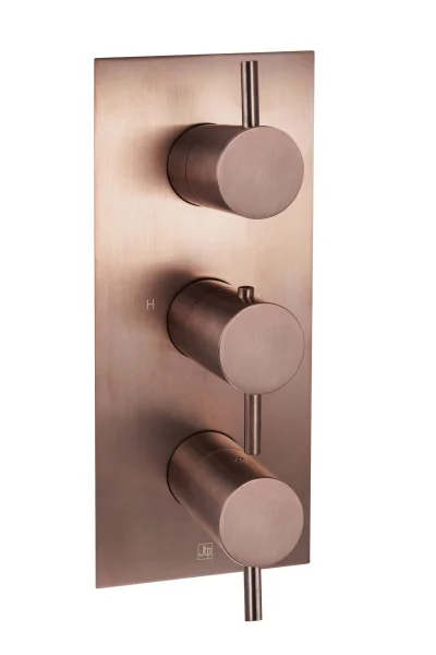 Just Taps Vos Two Outlet Thermostatic Concealed Valve Vertical Brushed Bronze