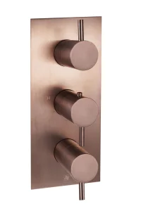 Just Taps Vos Two Outlet Thermostatic Concealed Valve Vertical Brushed Bronze