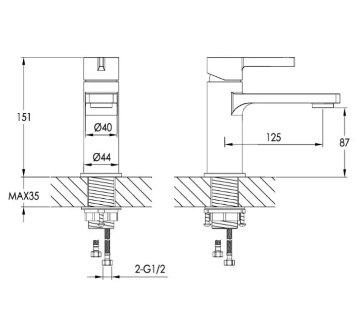 Just Taps Hugo Single Lever Basin Mixer Chrome product image - Image 2