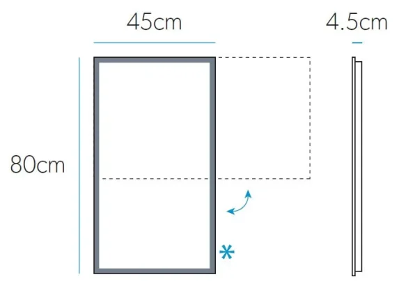Hib Globe 45 Mirror H80 X W45 X D4.5cm technical drawing - Image 3