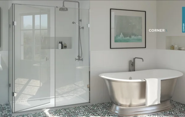 Shower Lab View 32 Standard-sliding Door + Fixed Panel + Two Return Panel 1540 - 1620 X 867 - 887 X 2000