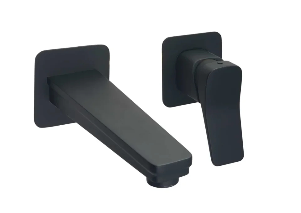 Just Taps Hix Single Lever Wall Mounted Basin Mixer Matt Black product image - Image 1