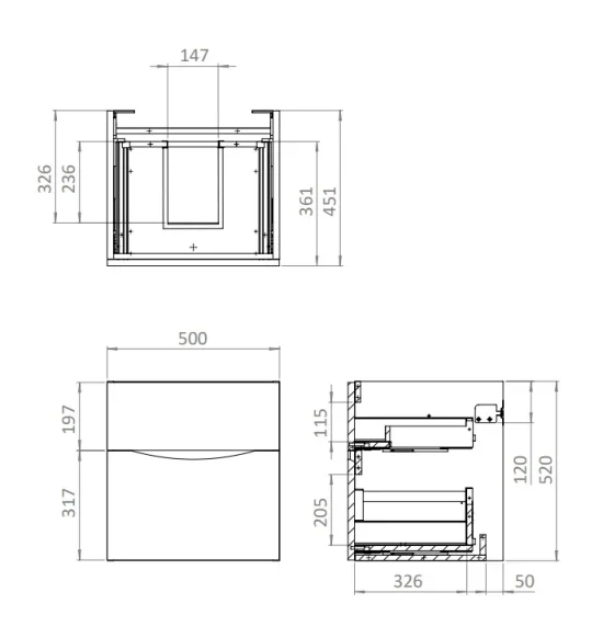 Crosswater Glide Ii 2 Drawer Basin Unit 500 Windsor Oak detail view - Image 9