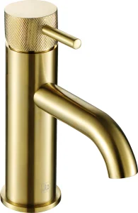 Just Taps Vos Single Lever Basin Mixer Designer Handle Brushed Brass