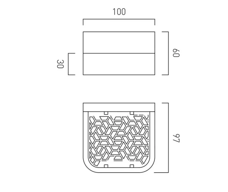 Vado Omika 100mm Shelf With Geometric Insert Chrome technical drawing - Image 2