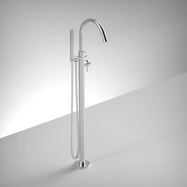 AVA Trend Floor Mounted Bath Shower Mixer Tap - Polished Stainless Steel