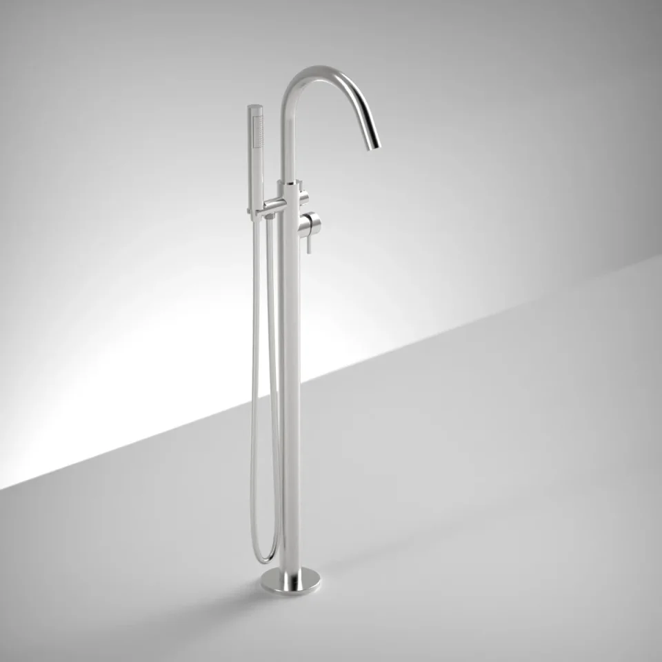AVA Trend Floor Mounted Bath Shower Mixer Tap - Polished Stainless Steel product image - Image 1