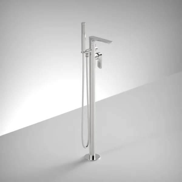 Ava Purity Floor Mounted Bath Shower Mixer - Polished Stainless Steel