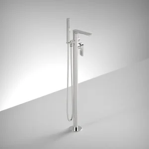 Ava Purity Floor Mounted Bath Shower Mixer - Polished Stainless Steel