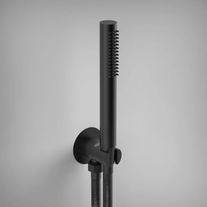 Ava Hand Shower Integrated Round Wall Outlet, Hose & Hand Shower - Brushed Black product image - Image 1