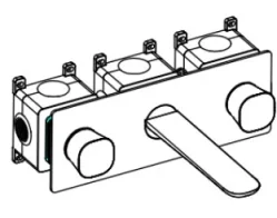 Ava Purity 3 Hole Wall Mounted Bath Mixer W/ Backplate - Brushed Stainless Steel