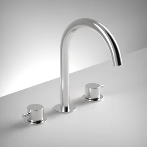 Ava Trend 3 Hole Deck Mounted Basin Mixer W/ Flanges - Polished Stainless Steel