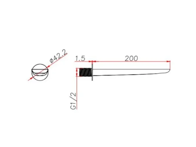Ava Purity Wall Mounted Bath Spout - Brushed Black technical drawing - Image 2