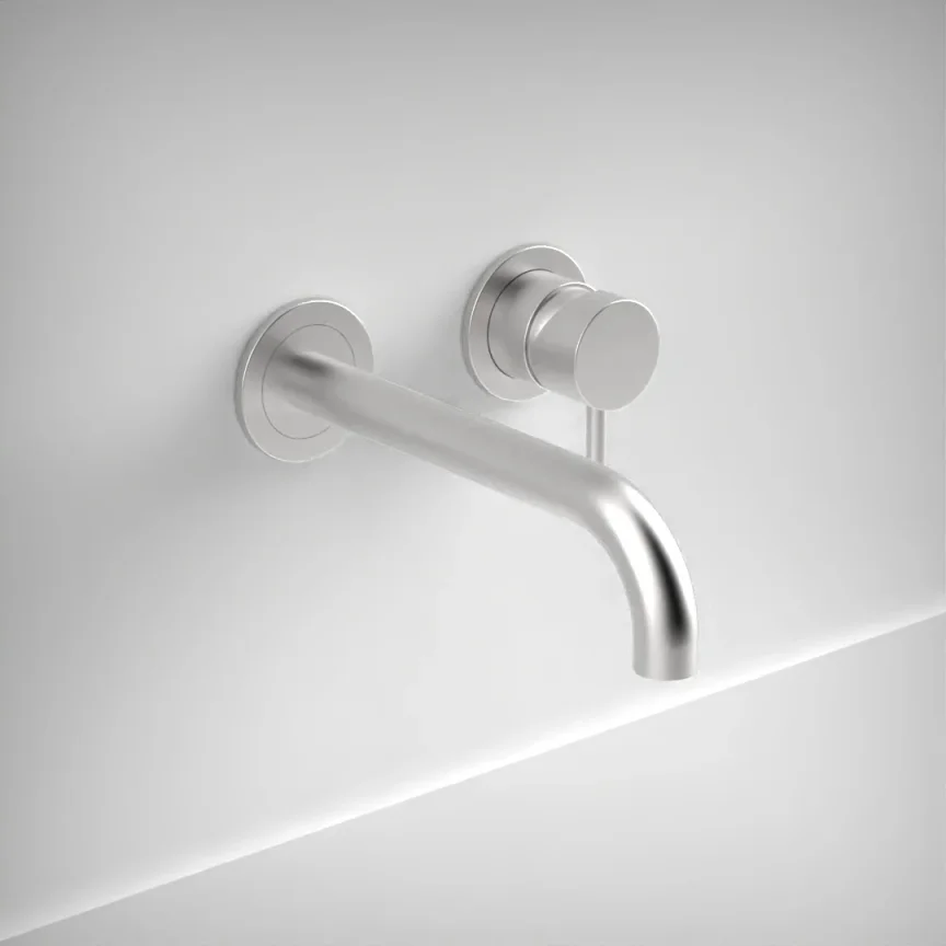 Ava Trend 2 Hole Wall Mounted Basin Mixer W/ Flanges - Brushed Stainless Steel product image - Image 1