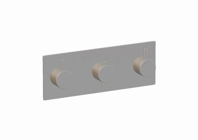 Ava Trend 3 Way 3 Handle Thermostatic Valve W/ Backplate - Brushed Stainless Steel detail view - Image 2