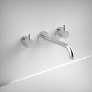 Ava Trend 3 Hole Wall Mounted Bath Mixer - Brushed Stainless Steel