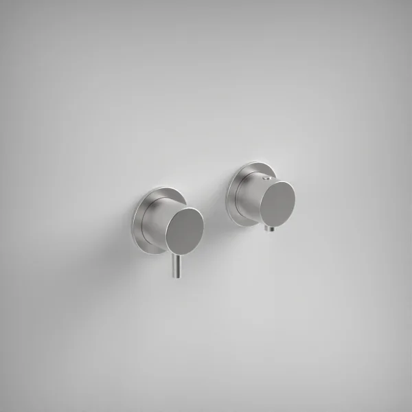 Ava Trend 1 Way 2 Handle Thermostatic Valve W/ Flanges - Brushed Stainless Steel