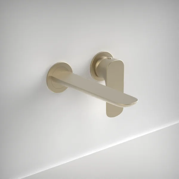 Ava Purity 2 Hole Wall Mounted Basin Mixer W/ Flanges - Brushed Brass