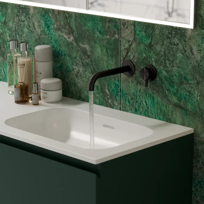 Ava Trend 2 Hole Wall Mounted Basin Mixer W/ Flanges - Brushed Black detail view - Image 6