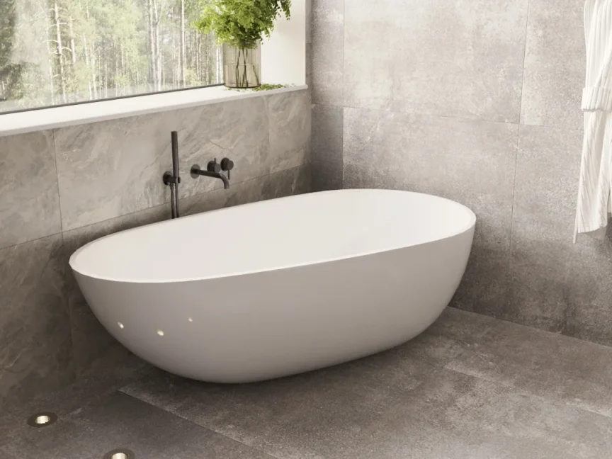 Ava Trend Thermostatic 4 Hole Wall Mounted Bath Shower Mixer - Brushed Black detail view - Image 3