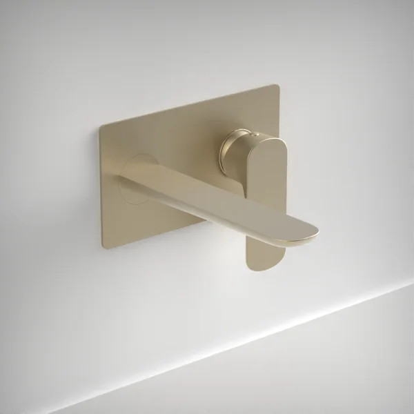 Ava Purity 2 Hole Wall Mounted Basin Mixer With Back Plate - Brushed Brass