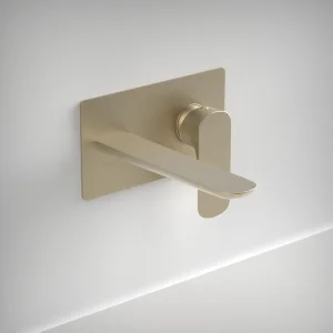 Ava Purity 2 Hole Wall Mounted Basin Mixer With Back Plate - Brushed Brass