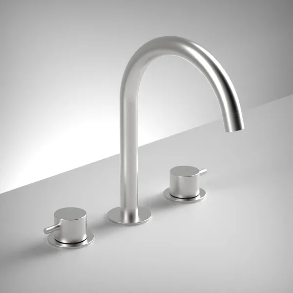 Ava Trend 3 Hole Deck Mounted Bath Mixer - Brushed Stainless Steel